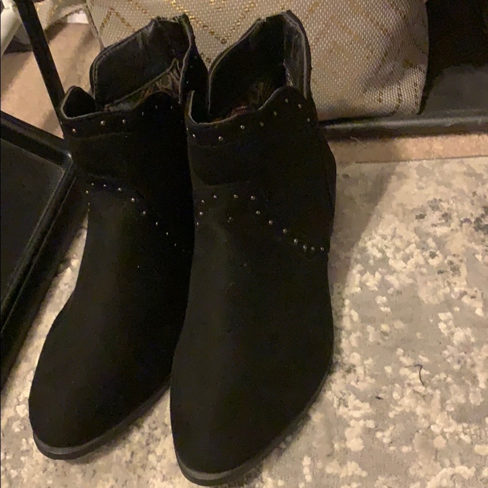 NWOT Black Faux Suede Booties w/ Studs